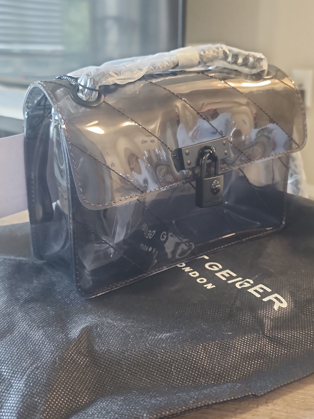 Womens Transparent Black Crossbody Bag - Picture 9 of 9